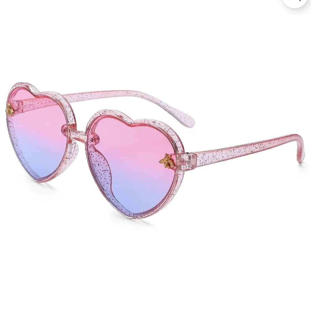 Holzlrgus Heart Sunglasses Kids for Toddler Girls Age 3-10 Shaped Bee Cute